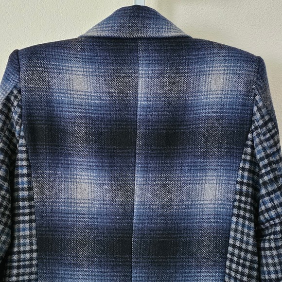 AVEC LES FILLES Wool Blend Double Breasted Mixed Plaid Blazer Jacket Sz S - Picture 9 of 15